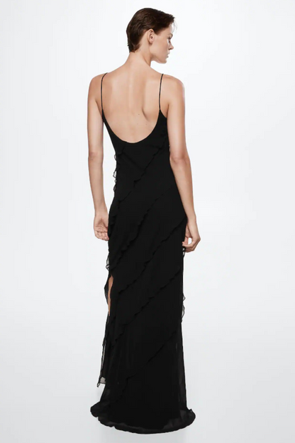 Robe Longue Femme Ashtine – Robe d’Été Légère à Volants avec Jupe à Étages & Look de Plage