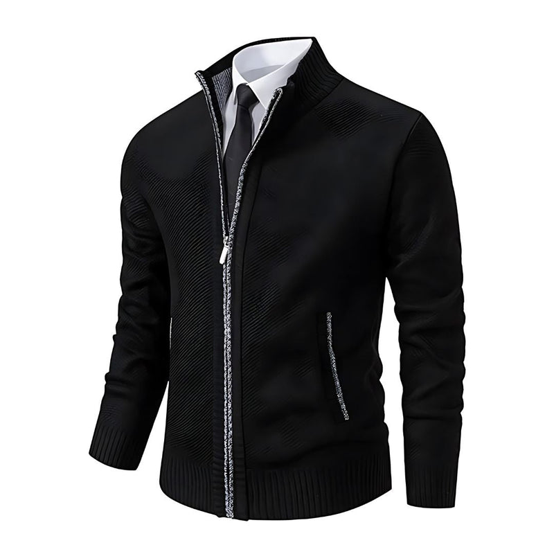 Adrian Men's Pullover – Black Knit with Zip Closure, Elegant & Comfortable for All Occasions