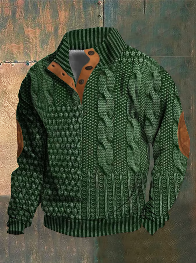 Ramon warm high collar knit sweater-green
