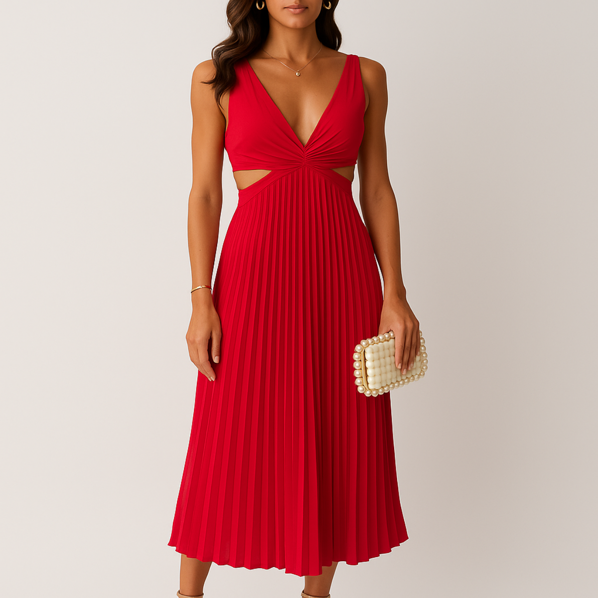 Shandee Robe Plissée – Satin Brillant, Coupe Fluide & Élégance Raffinée