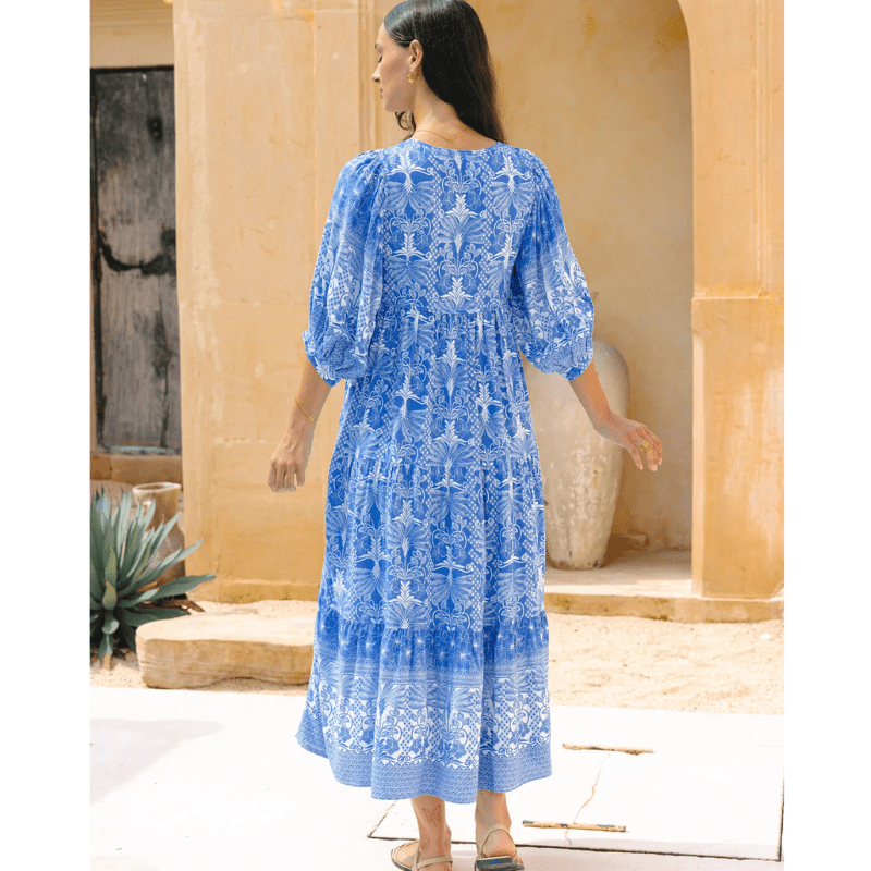 Rosina Robe Longue Looksy – Imprimé Bohème Abstrait & Coupe Fluide à Étages