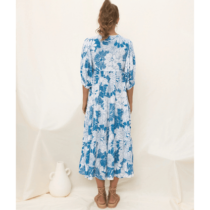 Runa Robe Mi-Longue Looksy – Imprimé Floral & Manches Bouffantes Légères Été