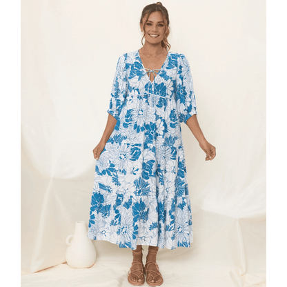 Runa Robe Mi-Longue Looksy – Imprimé Floral & Manches Bouffantes Légères Été