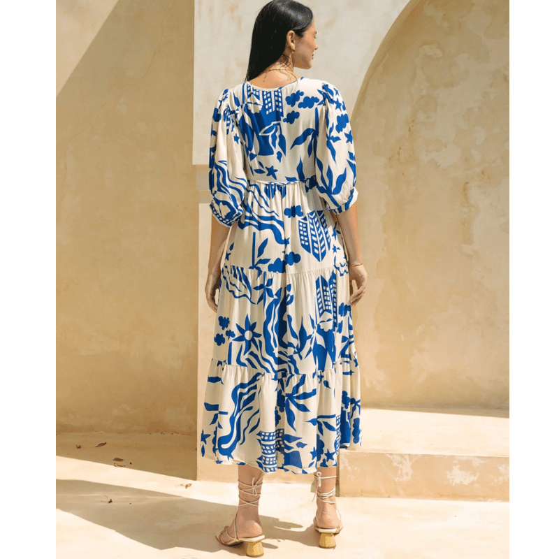 Runa Robe Mi-Longue Looksy – Imprimé Floral & Manches Bouffantes Légères Été