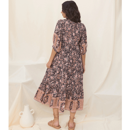 Runa Robe Mi-Longue Looksy – Imprimé Floral & Manches Bouffantes Légères Été