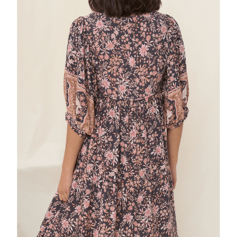 Runa Robe Mi-Longue Looksy – Imprimé Floral & Manches Bouffantes Légères Été