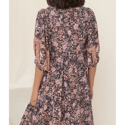 Runa Robe Mi-Longue Looksy – Imprimé Floral & Manches Bouffantes Légères Été