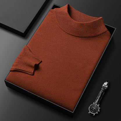 Ryan Men's Winter Sweater – Warm Mid-Collar Knit-orange