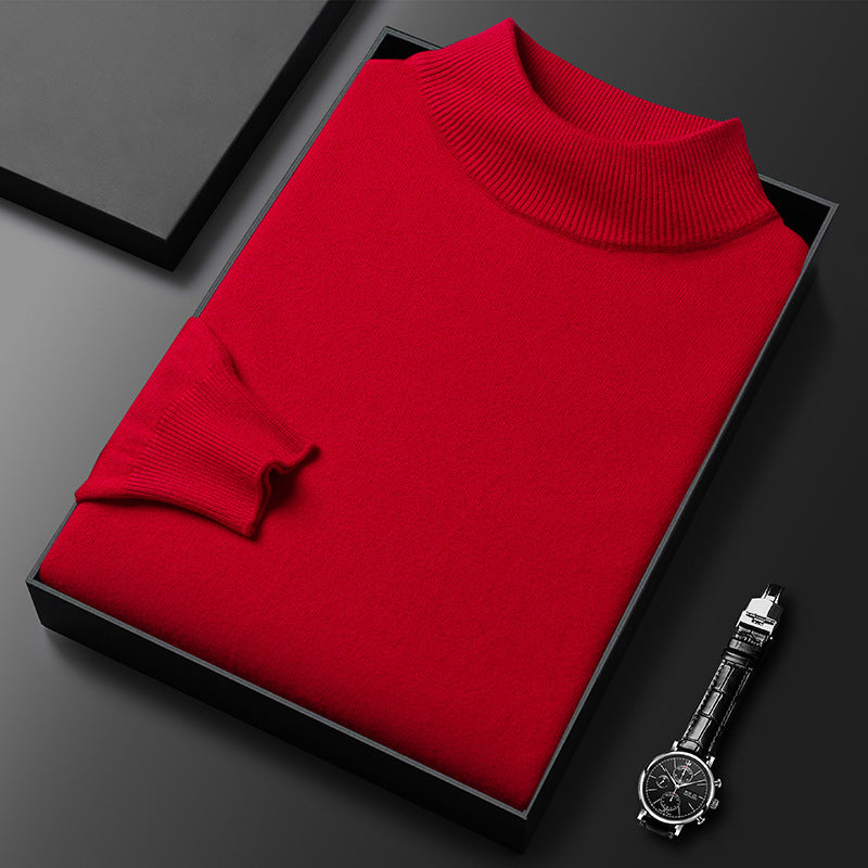 Ryan Men's Winter Sweater – Warm Mid-Collar Knit-red