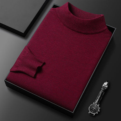 Ryan Men's Winter Sweater – Warm Mid-Collar Knit - Burgundy