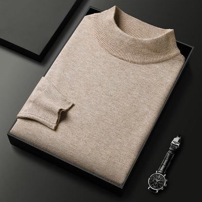 Ryan men's winter sweater with mid collar-beige