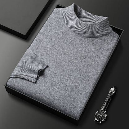Men's mid-collar winter sweater by Ryan-light gray