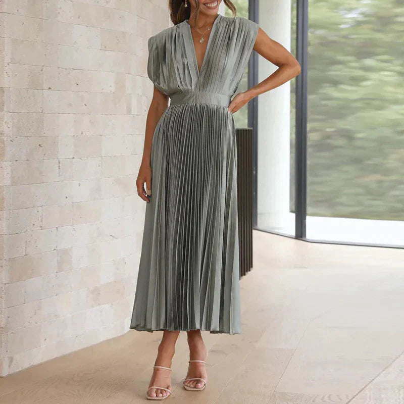 Denise Robe Plissée Femme – Élégance Intemporelle & Texture Sophistiquée, Plusieurs Couleurs