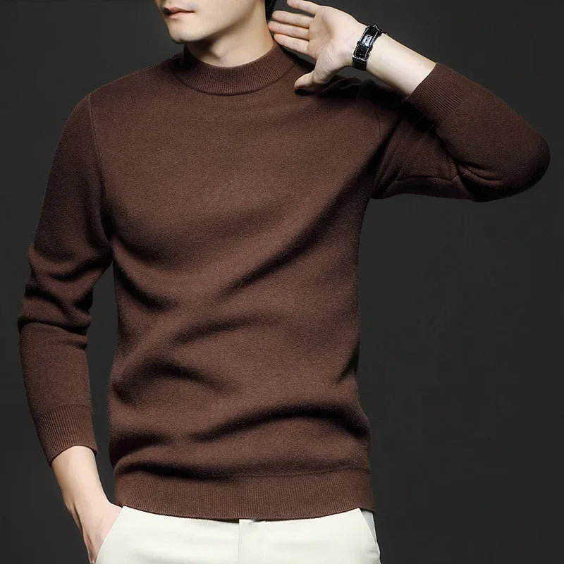 Victor Men's Wool Sweater – Premium Warm Knit with Mock Neck and Modern Fit