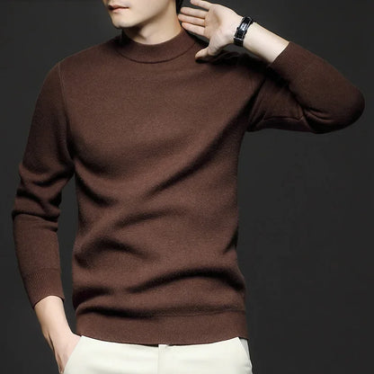 Victor Men's Wool Sweater – Premium Warm Knit with Mock Neck and Modern Fit