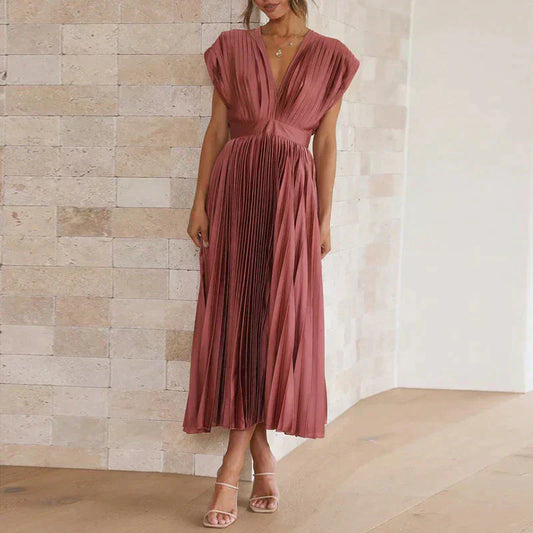 Denise Robe Plissée Femme – Élégance Intemporelle & Texture Sophistiquée, Plusieurs Couleurs