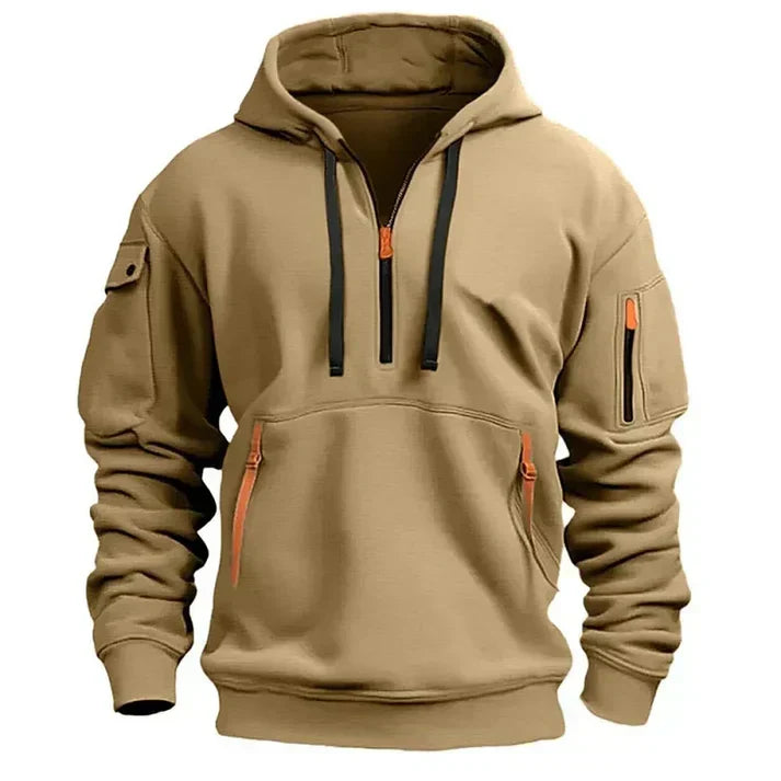 Mario Men's Hoodie – Modern with Half-Zip, Multiple Pockets & Casual Style