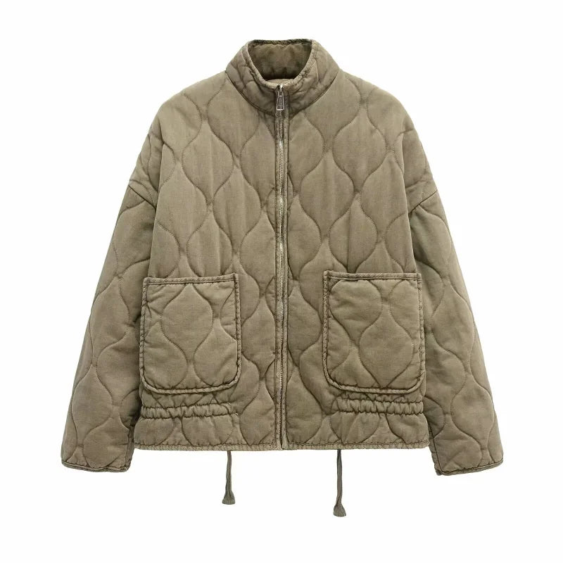 Zinnia Veste Femme Matelassée – Veste Hiver Zippée Chaude avec Taille Réglable & Poches