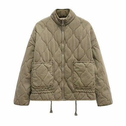 Zinnia Veste Femme Matelassée – Veste Hiver Zippée Chaude avec Taille Réglable & Poches