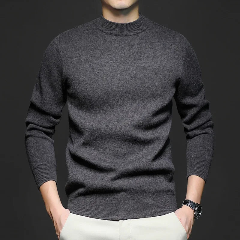 Victor Men's Wool Sweater – Premium Warm Knit with Mock Neck and Modern Fit