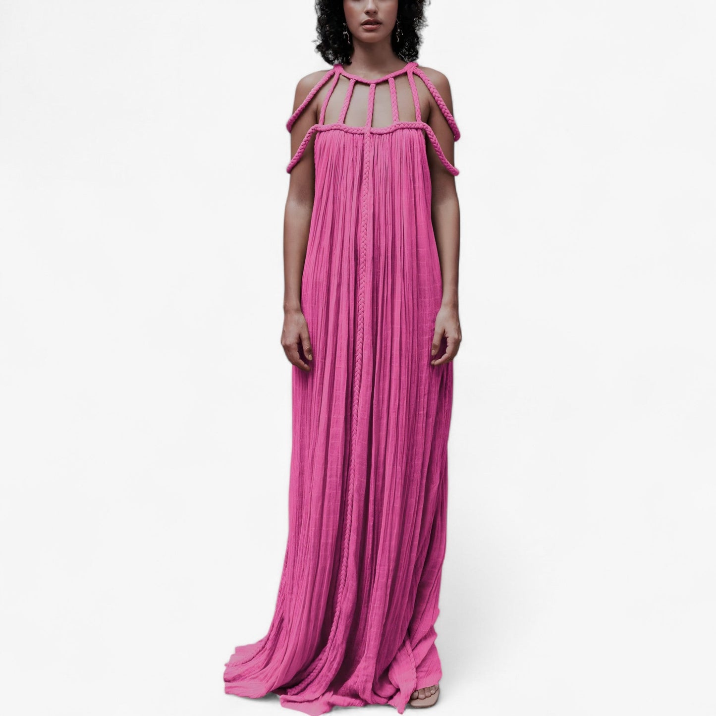 Linette Robe Longue Femme – Élégante Robe Maxi Fluide avec Coupe Droite et Style Polyvalent