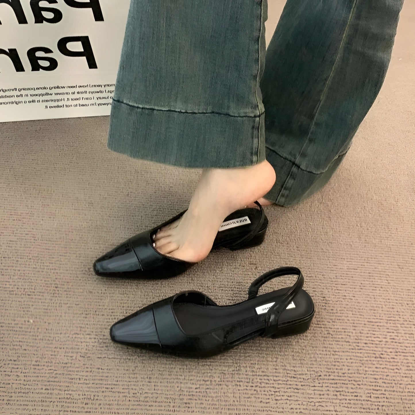 Camille Ballerines Femme – Chaussures Élégantes à Bout Pointu & Talon Carré Confortable