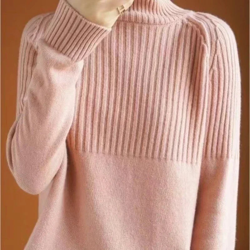 Luan Women's Turtleneck Sweater – Soft Knit with Ribbed Details & Modern Relaxed Fit