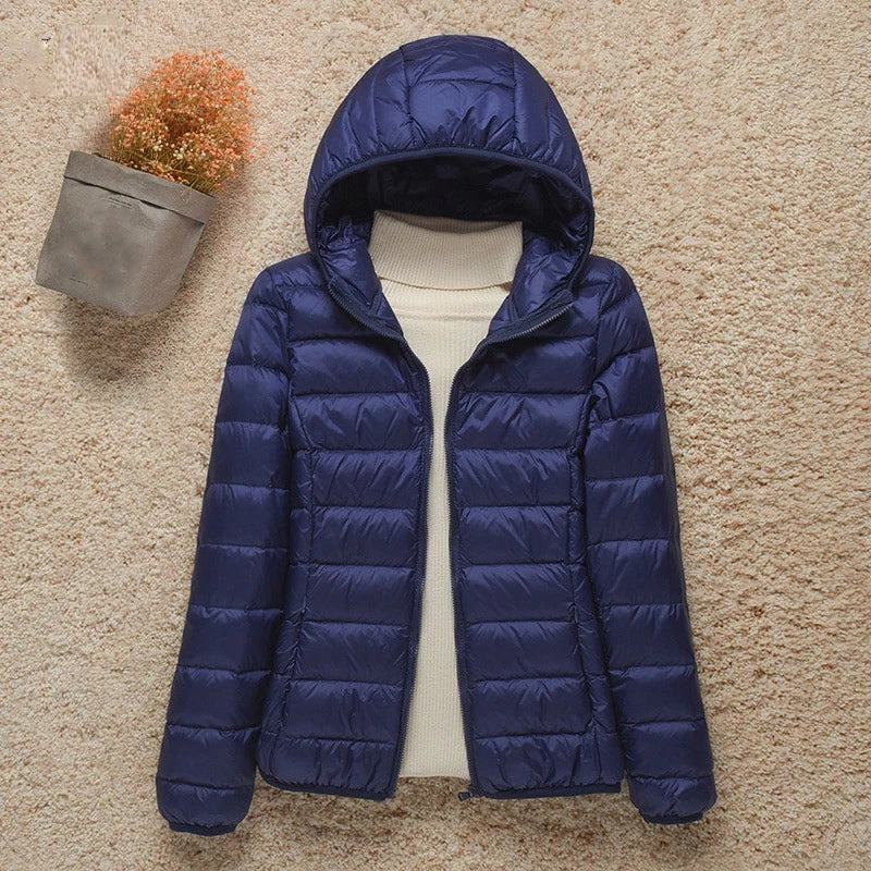 Daphne Mid-Season Women's Jacket – Lightweight Down Jacket with Elegant Hood & Slim Fit