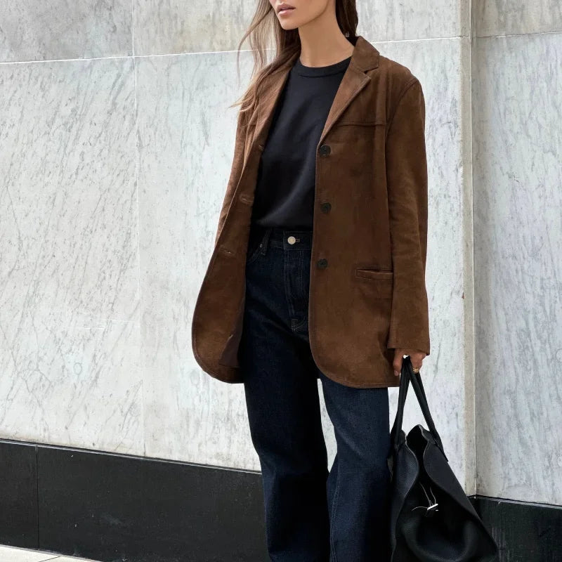 Alana Veste Femme Imitation Suède – Élégante, Polyvalente & Idéale pour Mi-Saison