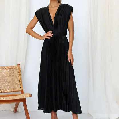 Denise Robe Plissée Femme – Élégance Intemporelle & Texture Sophistiquée, Plusieurs Couleurs