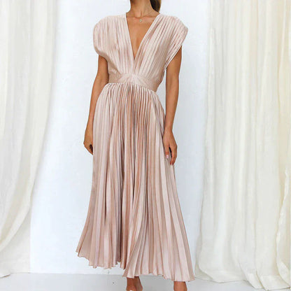 Denise Robe Plissée Femme – Élégance Intemporelle & Texture Sophistiquée, Plusieurs Couleurs