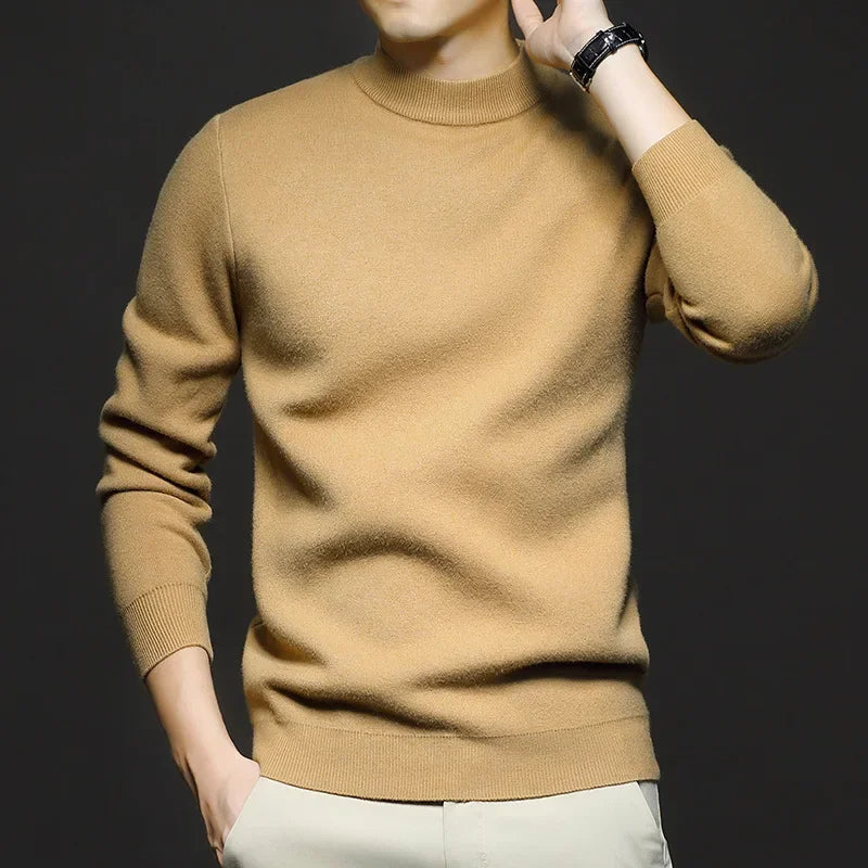 Victor Men's Wool Sweater – Premium Warm Knit with Mock Neck and Modern Fit