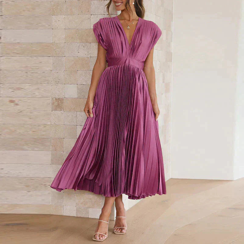 Denise Robe Plissée Femme – Élégance Intemporelle & Texture Sophistiquée, Plusieurs Couleurs