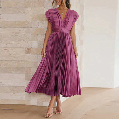 Denise Robe Plissée Femme – Élégance Intemporelle & Texture Sophistiquée, Plusieurs Couleurs