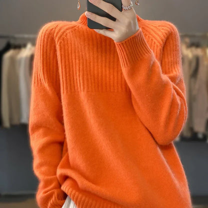 Luan Women's Turtleneck Sweater – Soft Knit with Ribbed Details & Modern Relaxed Fit