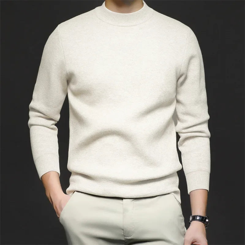 Victor Men's Wool Sweater – Premium Warm Knit with Mock Neck and Modern Fit