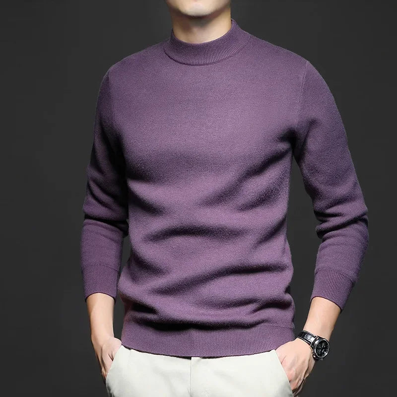 Victor Men's Wool Sweater – Premium Warm Knit with Mock Neck and Modern Fit