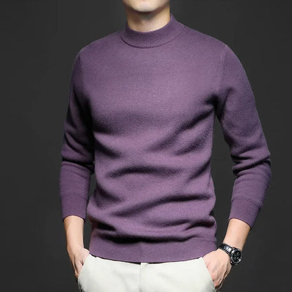 Victor Men's Wool Sweater – Premium Warm Knit with Mock Neck and Modern Fit
