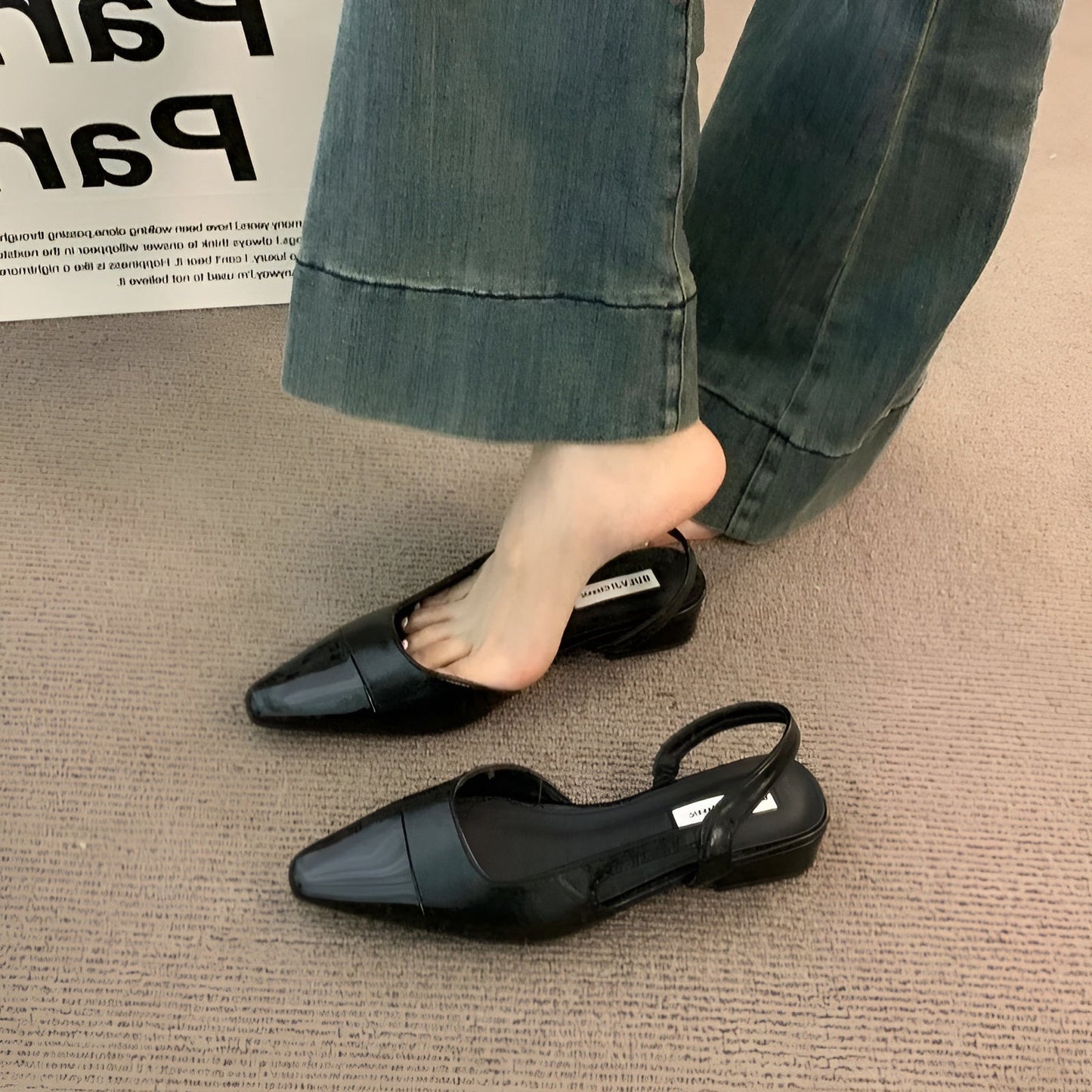 Camille Ballerines Femme – Chaussures Élégantes à Bout Pointu & Talon Carré Confortable