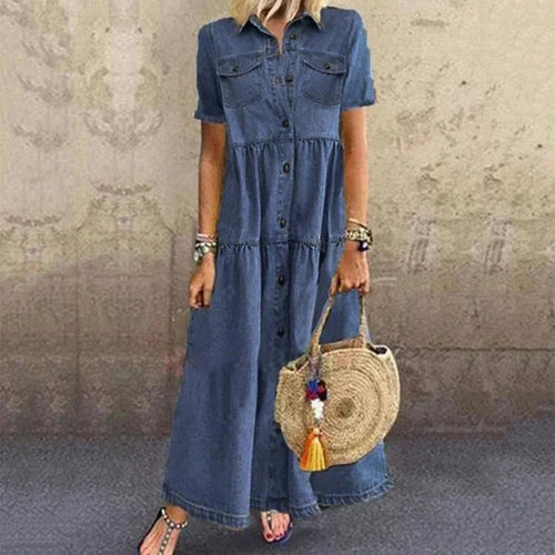 Robe en Jean Femme Vanessa – Élégante Robe en Denim avec Coupe Ajustée & Design Intemporel