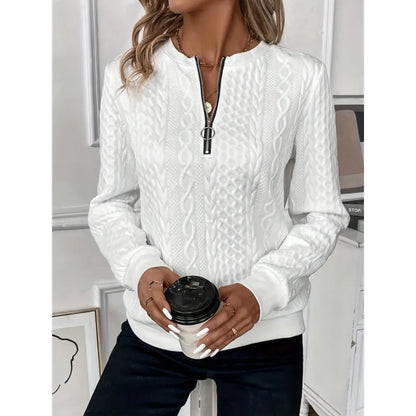 Margaux Sweat Femme Hiver – Pull Zippé Confortable en Maille avec Design Élégant