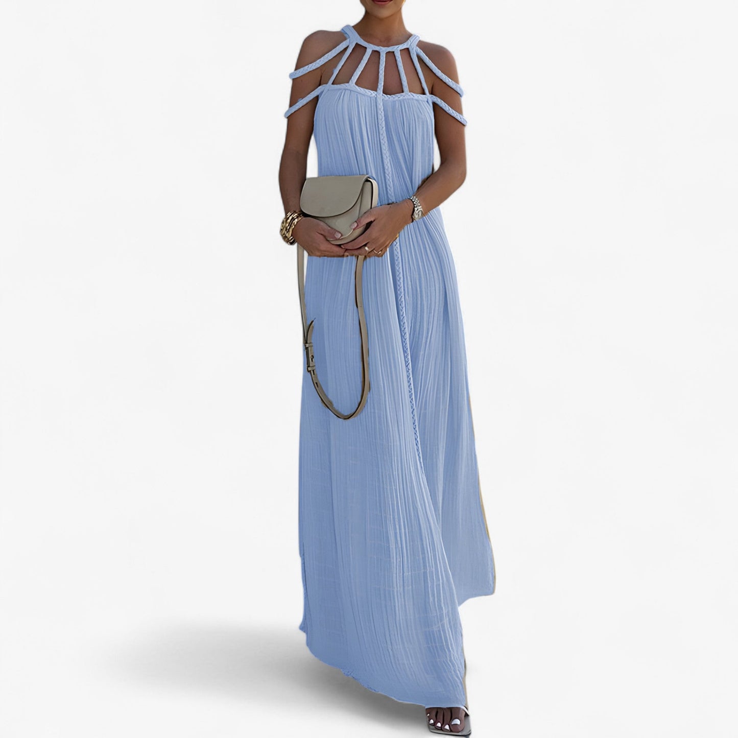 Linette Robe Longue Femme – Élégante Robe Maxi Fluide avec Coupe Droite et Style Polyvalent
