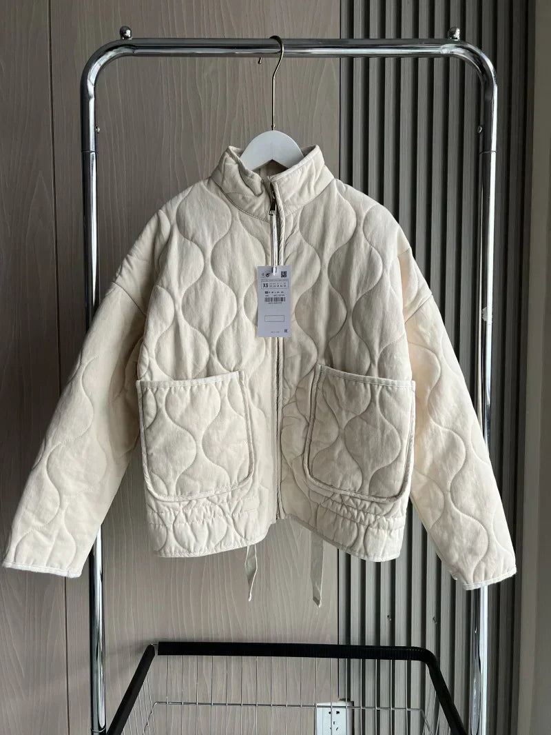 Zinnia Veste Femme Matelassée – Veste Hiver Zippée Chaude avec Taille Réglable & Poches