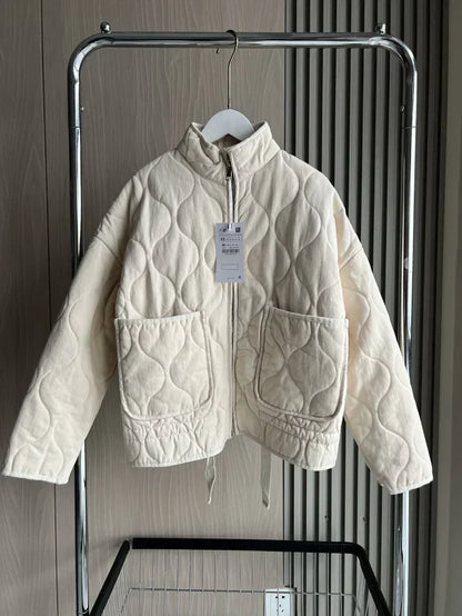Zinnia Veste Femme Matelassée – Veste Hiver Zippée Chaude avec Taille Réglable & Poches