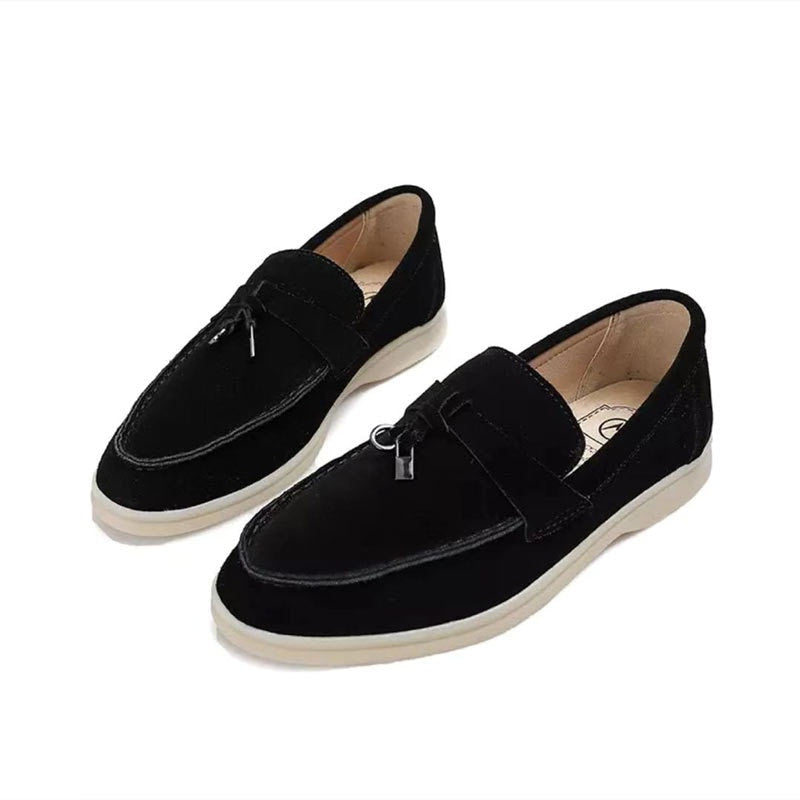 Jasmine Femme Mocassins – Élégants Mocassins en Daim avec Détail Chic à Fermoir