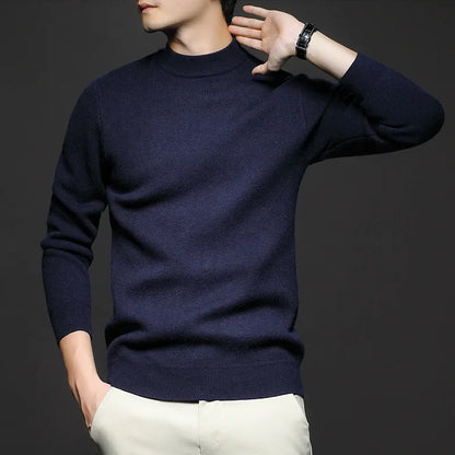Victor Men's Wool Sweater – Premium Warm Knit with Mock Neck and Modern Fit