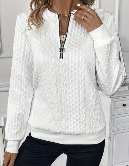 Margaux Sweat Femme Hiver – Pull Zippé Confortable en Maille avec Design Élégant