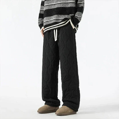 Logan Men's Winter Quilted Pants – Warm Fleece-Lined Pants with Loose Fit & Elastic Waistband