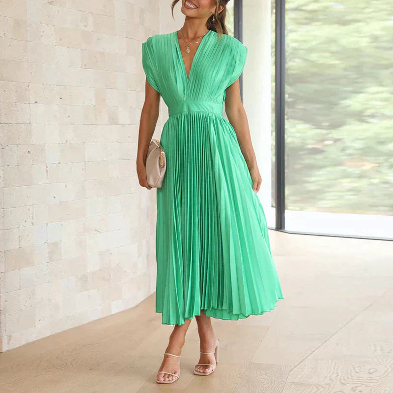 Denise Robe Plissée Femme – Élégance Intemporelle & Texture Sophistiquée, Plusieurs Couleurs