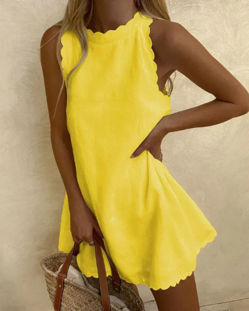 Robe d'Été Courte Femme Odalys – Design Léger Sans Manches pour Tenues Décontractées et de Plage